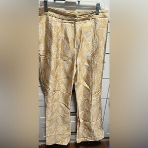 Topshop paisley jacquard pants in gold US 8, UK 12